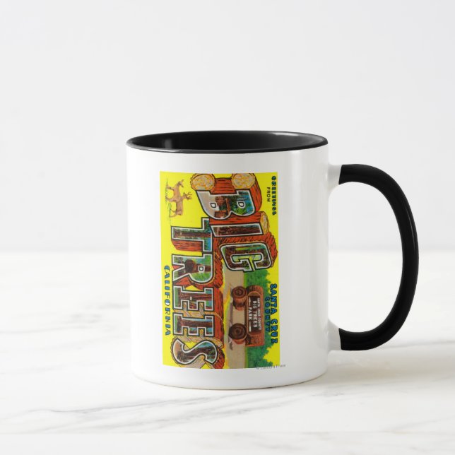 Caneca Grandes Árvores, Califórnia - Cenas com Letras Gra (Direita)