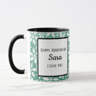 Caneca Grandes Flocos Brancos de Neve Caindo em Fundo Ver