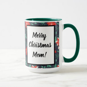 Caneca Grandes Poinsetos de Natal Vermelho e Branco