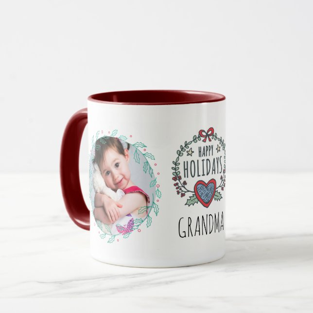 Caneca GRANDMA PHOTO MUG - Netos de presentes de Natal (Frente Esquerda)