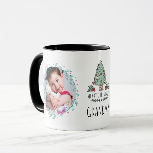 Caneca GRANDMA PHOTO MUG - Netos de presentes de Natal (Frente Esquerda)