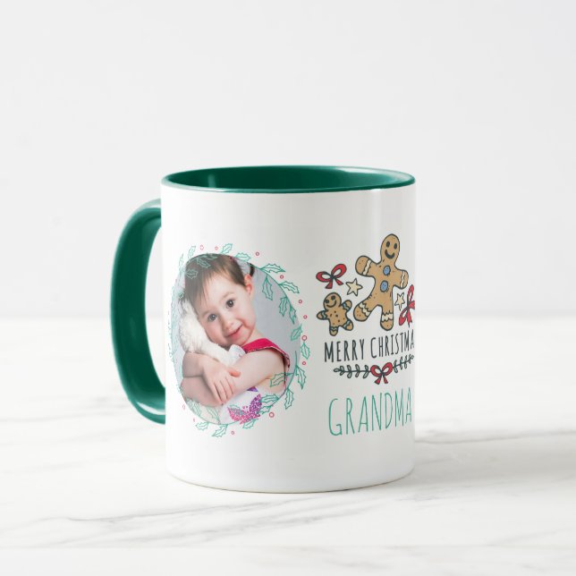 Caneca GRANDMA PHOTO MUG - Netos de presentes de Natal (Frente Esquerda)