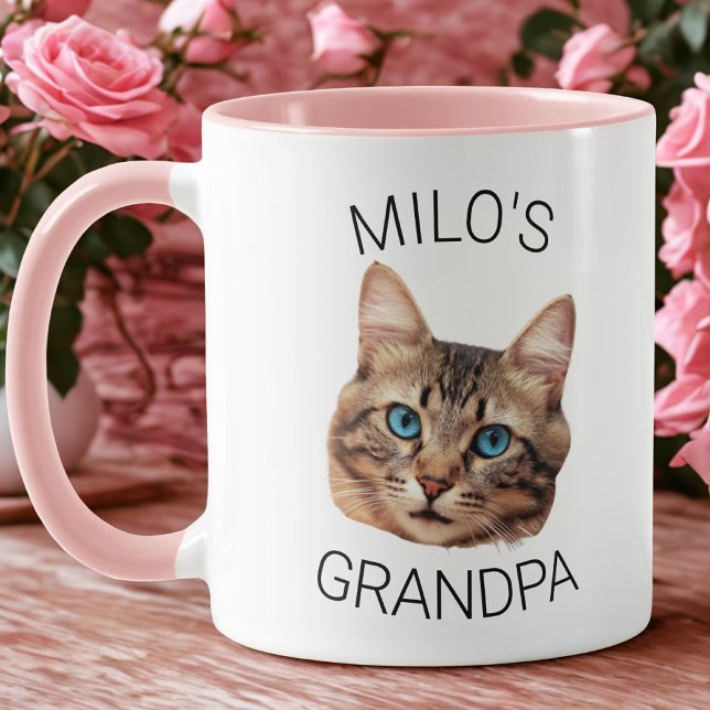Caneca Grandpa Birthday Custom Cat Face Mug (Criador carregado)