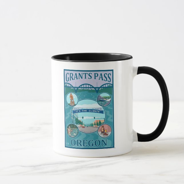 Caneca Grant Pass, OregonScenic Poster de viagens (Direita)