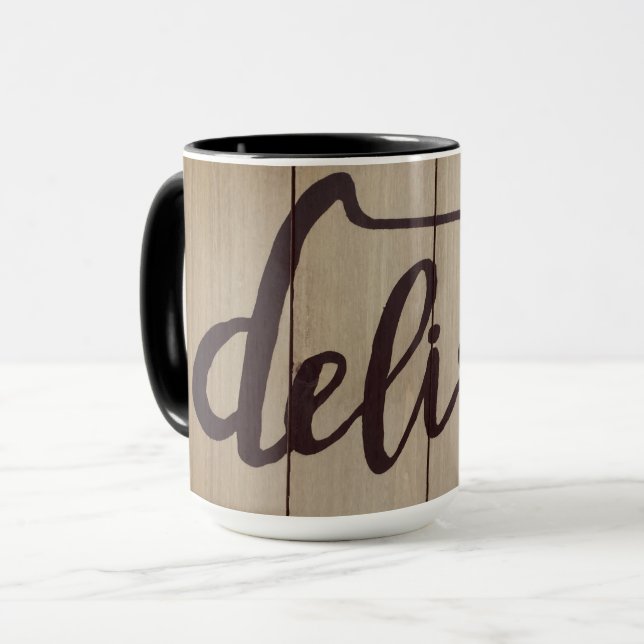 Caneca Graphics Word Art DELISH Rustic Brown (Frente Esquerda)
