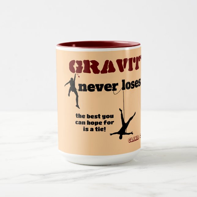 Caneca Gravidade Nunca Perderes - Design de Escalada de R (Centro)