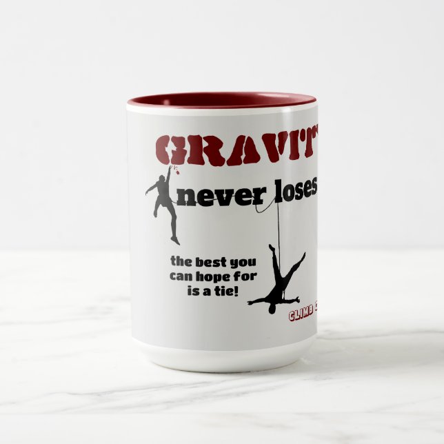 Caneca Gravidade Nunca Perderes - Design de Escalada de R (Centro)