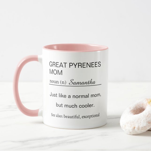 Caneca Great Pyrenees Mom Definition Mug Dog Lover Gifts (Com Donut)