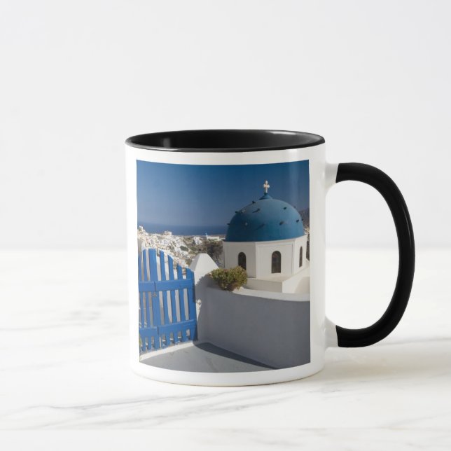 Caneca Grécia e Ilha Grega de Santorini a partir do (Direita)