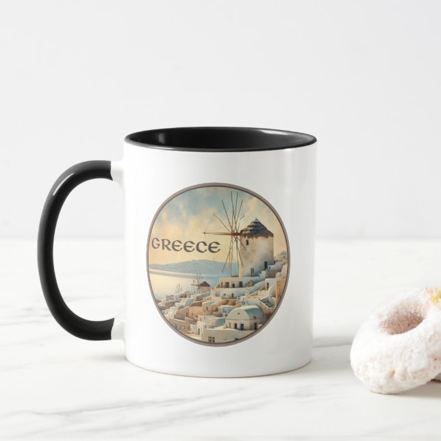 Caneca Grécia Windmills de Mykonos (Com Donut)