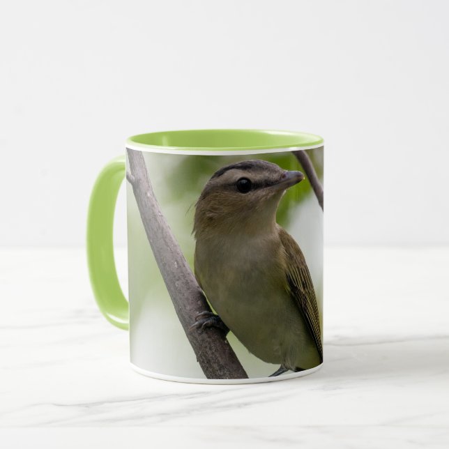 Caneca Green Bird, Red Eyed Vireo, Fotografia Canadiana (Frente Esquerda)