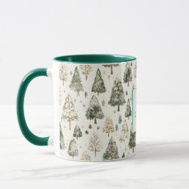 Caneca Green Cream Christmas Trees