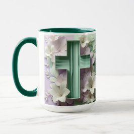 Caneca Green Cross Floral Mug ai design
