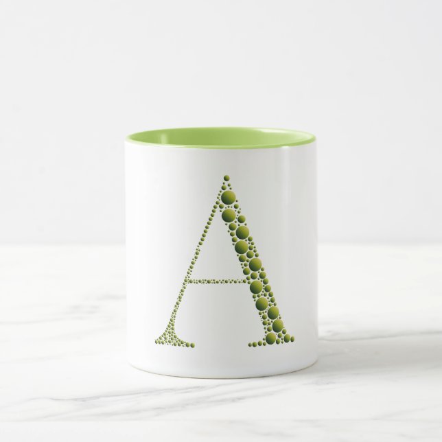 Caneca Green Letter A Mug – Minimal Gradient MonogramGift (Centro)