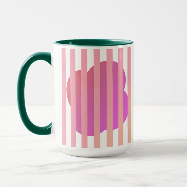 Caneca Green & Pink Stripe Simple Gift– Two-Tone Mug (Esquerda)