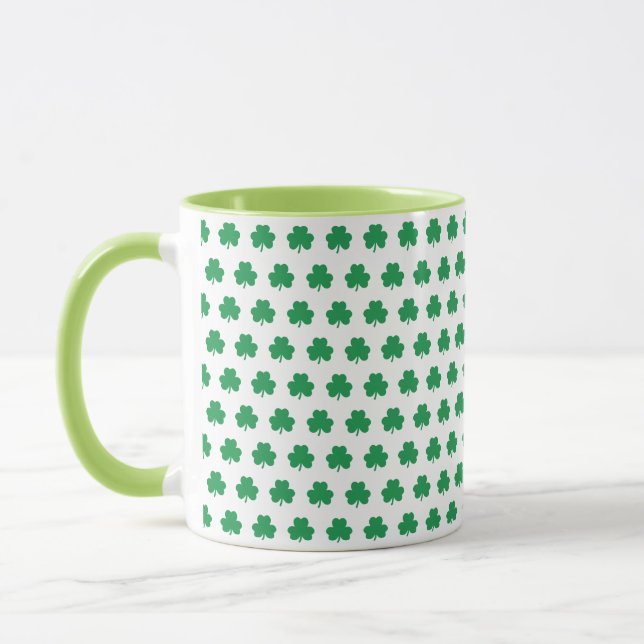 Caneca Green Shamrock Patterno Irish Dia de São Patrício  (Esquerda)