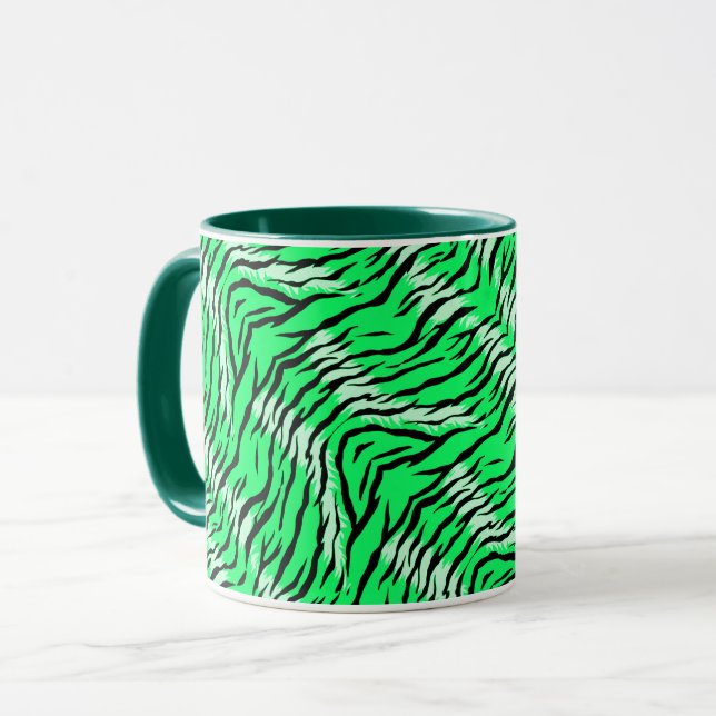 Caneca Green Tiger Animal Skin Pattern Design  (Frente Esquerda)