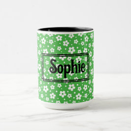 Caneca Green White Daisies Mug