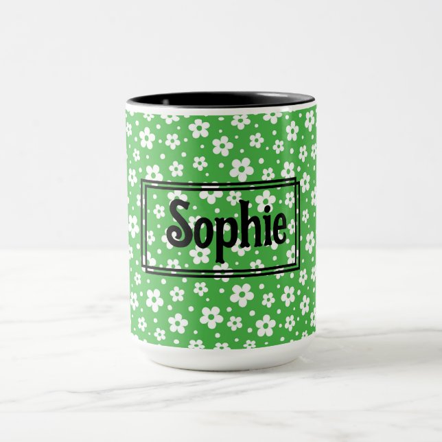 Caneca Green White Daisies Mug (Centro)