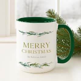 Caneca Greenery Personalizada de Feliz Natal