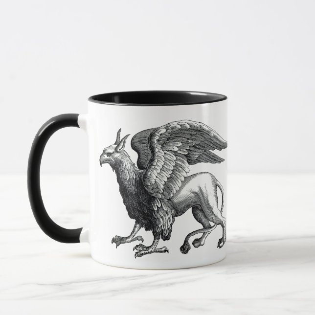 Caneca Grelha Branca e Preta Elegante - Besta Legendária (Esquerda)