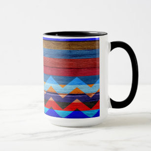 Caneca Grelhas De Chevron Coloridas Na Madeira #19
