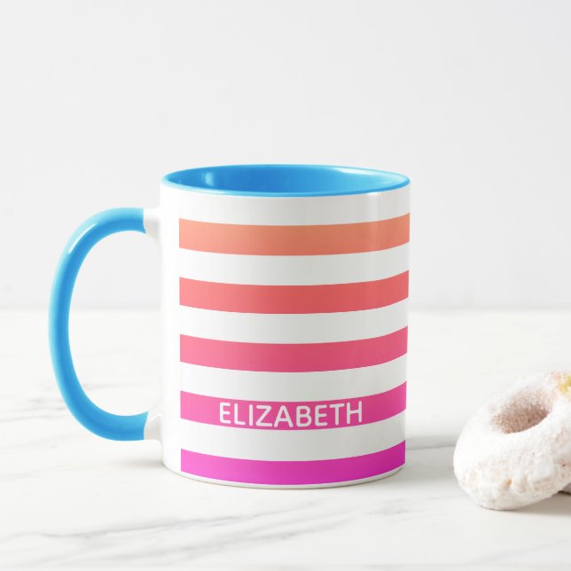 Caneca Grelhas de Gradiente Laranja e Rosa (Com Donut)