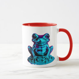 Caneca grenouille bleu néon