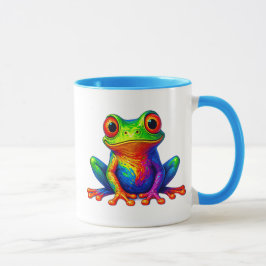 Caneca Grenouille cartoon assise aux couleurs vives.