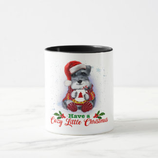 Caneca Grey Miniature Schnauzer Have A Cozy Christmas