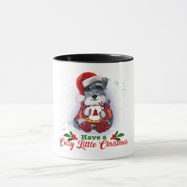 Caneca Grey Miniature Schnauzer Have A Cozy Christmas (Centro)
