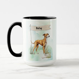 Caneca Greyhound Watercolor Personalized Dog