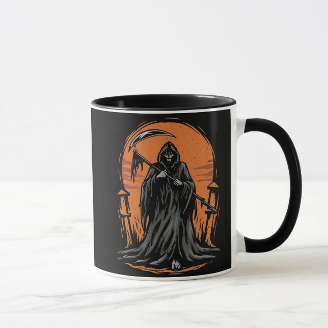 Caneca Grim Reaper Cartoon in Sunset Graveyard (Direita)