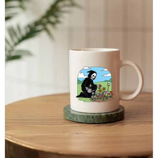 Caneca Grim Reaper watering flowers (Criador carregado)