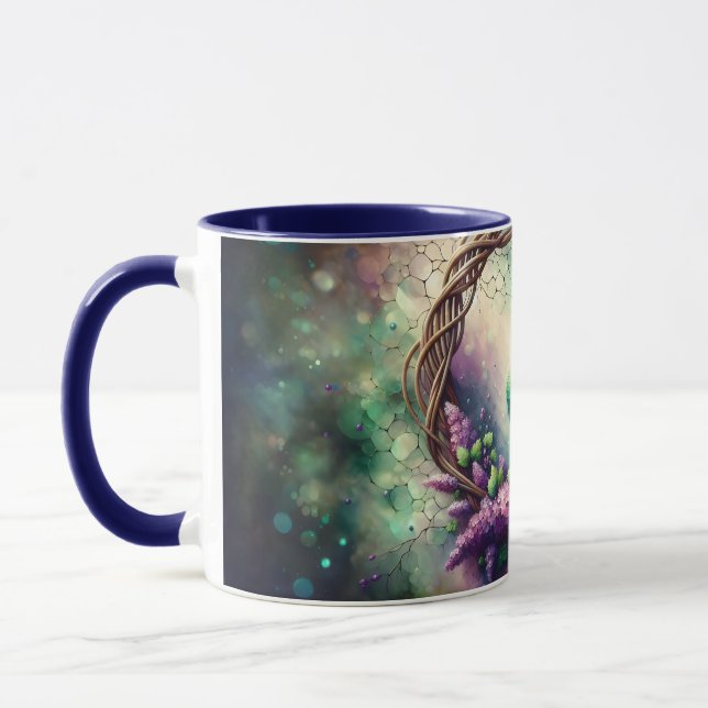 Caneca Grinalda Floral de Pavão Encantado (Esquerda)