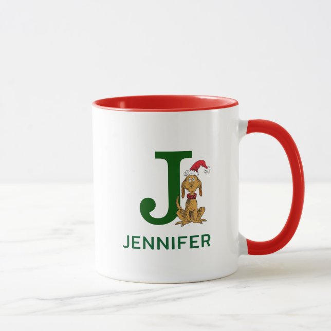 Caneca Grinch Clássico Max | Nome e Monograma J (Direita)