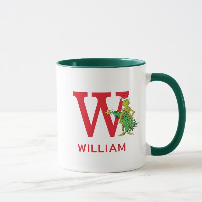 Caneca Grinch Clássico | Nome e Monograma Travessos W (Direita)