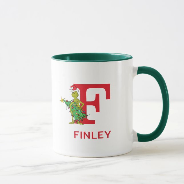 Caneca Grinch Clássico | Nome Malvado e Monograma F (Direita)