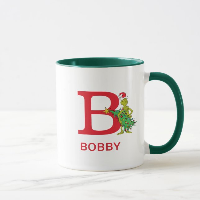 Caneca Grinch Clássico | Nome Travesso e Monograma B (Direita)