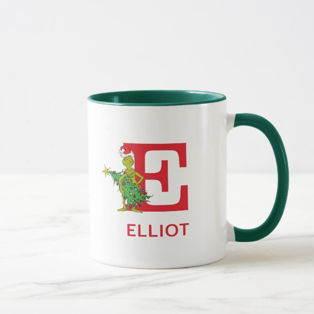 Caneca Grinch Clássico | Nome Travesso e Monograma E (Direita)
