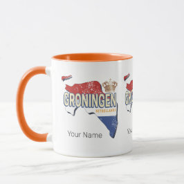 Caneca Groningen Países Baixos - Mapa Retro Holandês Vint