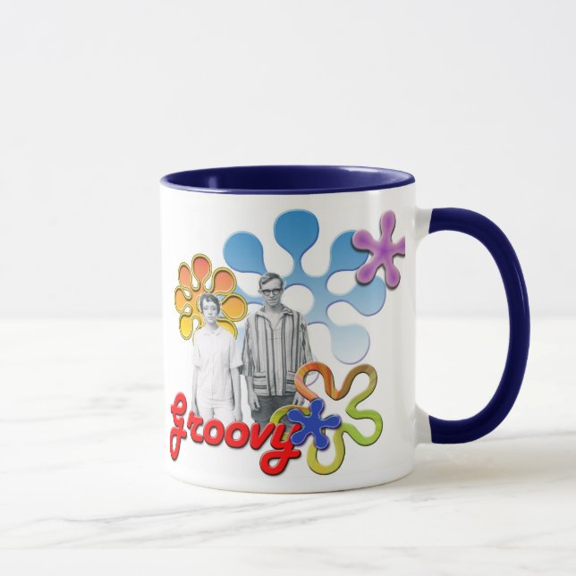 Caneca Groovy do pop art com flor de Acent (Direita)