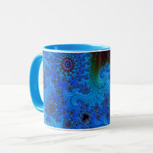 Caneca Groovy Moody Blue Fractal Mandelbrot Espirais