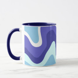 Caneca Groovy Retro Azul e Roxo Ondulado