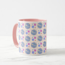 Caneca Groovy Retro Daisy Flowers Padrão Boho Floral