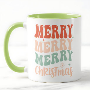 Caneca Groovy Retro Feliz Feliz Feliz Natal