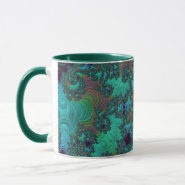 Caneca Groovy Teal e Plum Fractal Abstrato Art