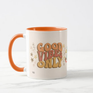 Caneca Groovy vibes and Peace Sign Design mug