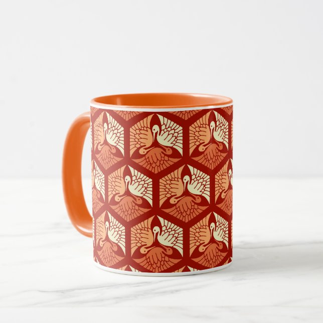 Caneca Gruas japonesas, mandarim e laranja claro (Frente Esquerda)