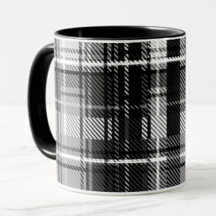 Caneca Grunde Black Flannel Xadrez branca Tartan Design